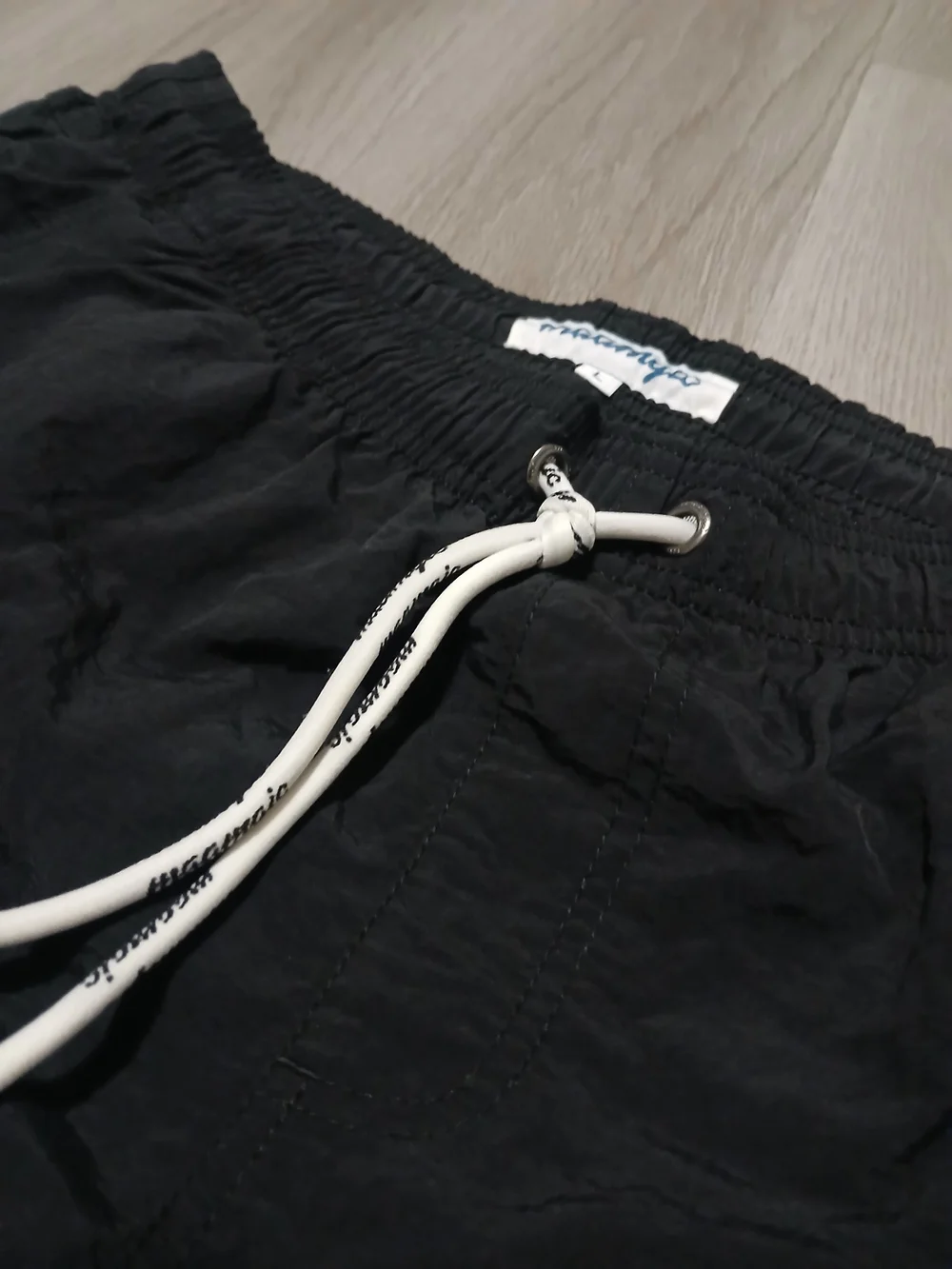 Maamgic Men’s Swim Trunks/Shorts Black Nylon Pockets Large